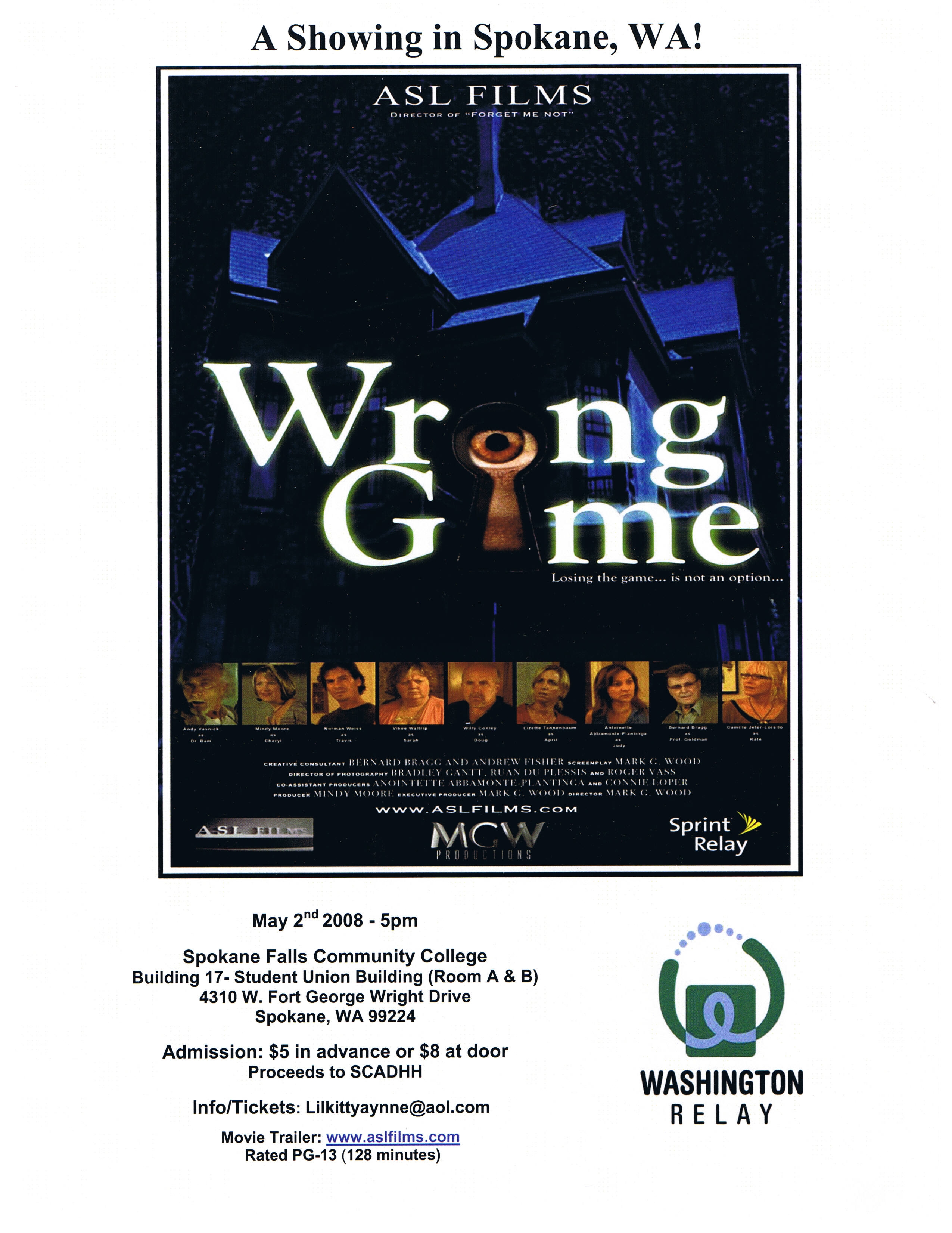 ASL Movie: "Wrong Game", Friday, May 2nd 5 pm at SFCC.